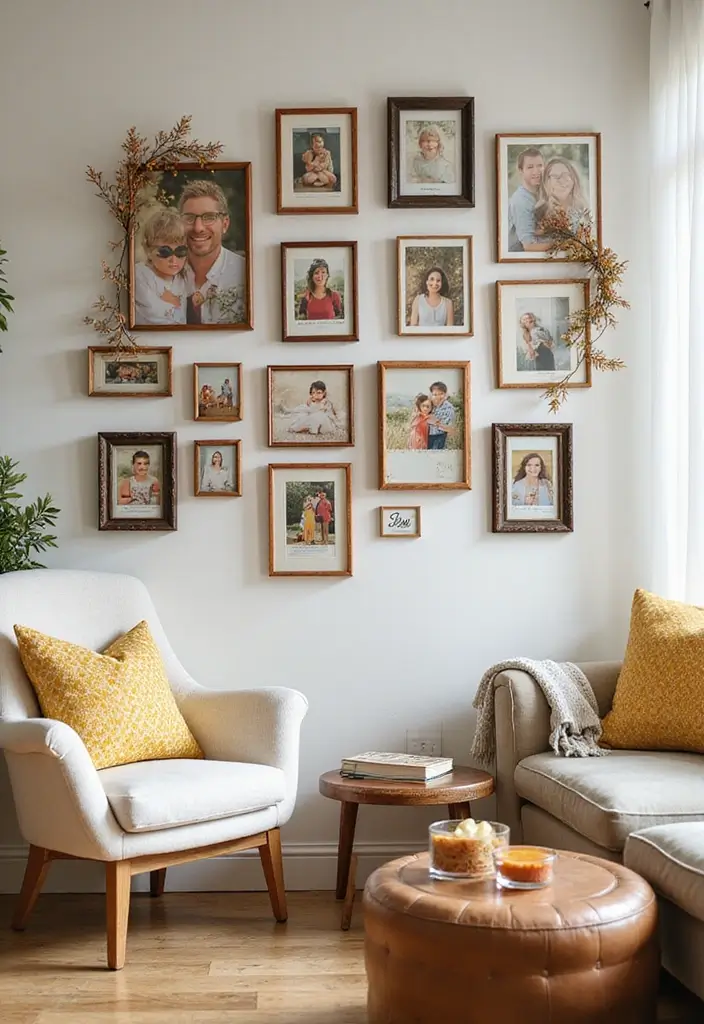 30+ Family Picture Wall Ideas That Feel Heartwarming - 12. Seasonal Displays