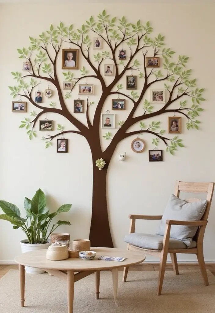 30+ Family Picture Wall Ideas That Feel Heartwarming - 15. Family Tree Concept