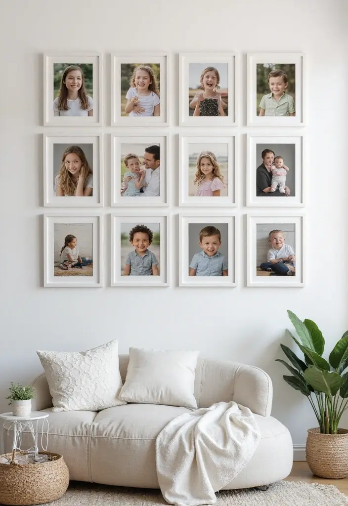 30+ Family Picture Wall Ideas That Feel Heartwarming - 16. Photo Grid