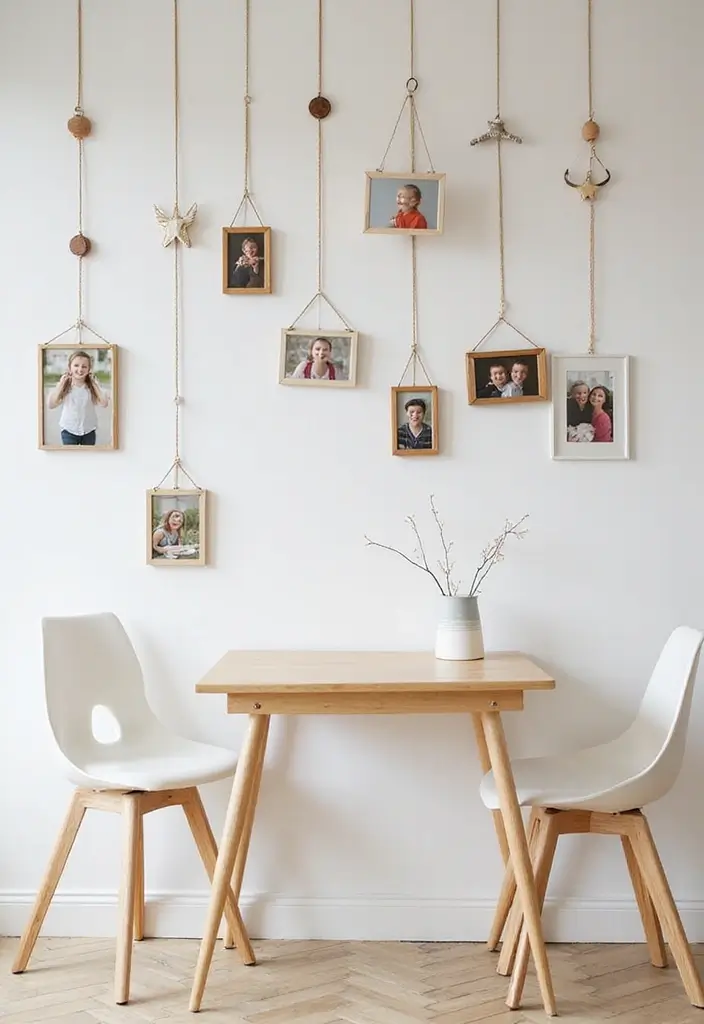 30+ Family Picture Wall Ideas That Feel Heartwarming - 22. Whimsical Hangings