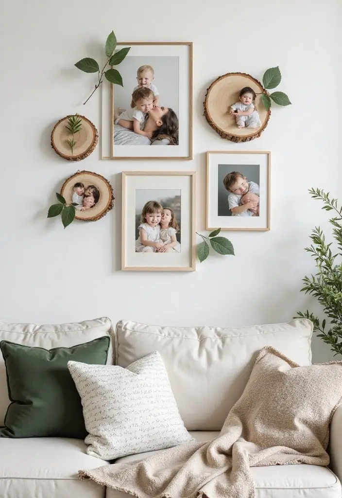 30+ Family Picture Wall Ideas That Feel Heartwarming - 26. Nature-Inspired