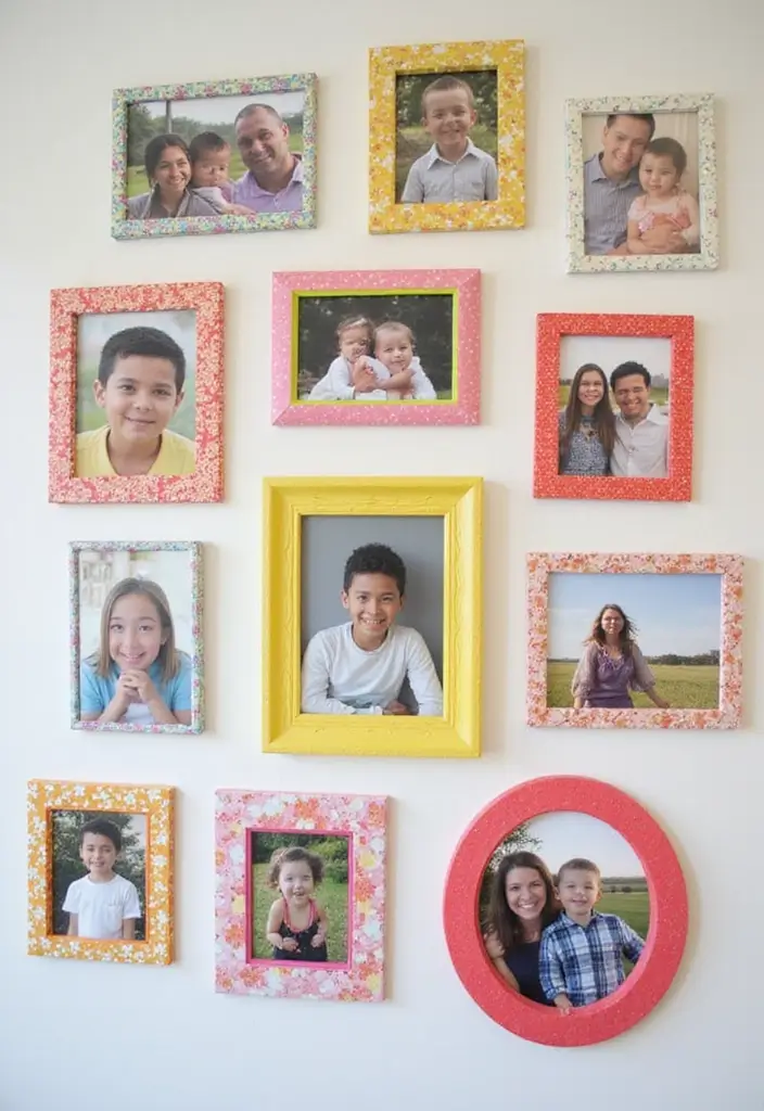 30+ Family Picture Wall Ideas That Feel Heartwarming - 29. DIY Art Frames