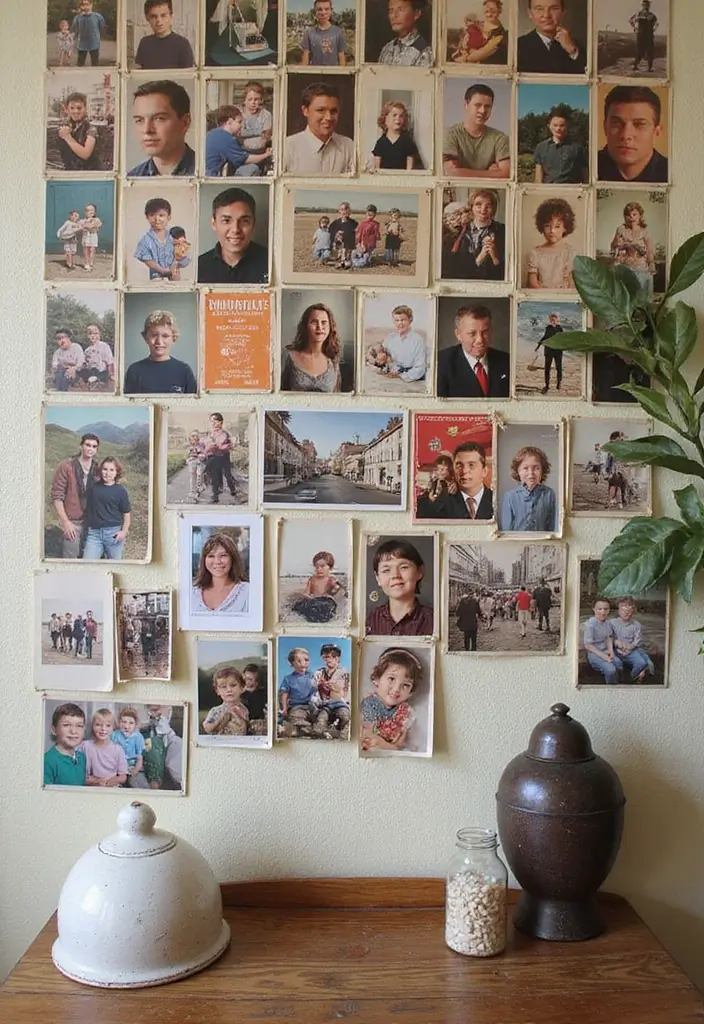 30+ Family Picture Wall Ideas That Feel Heartwarming - 30. Vintage Postcards Display