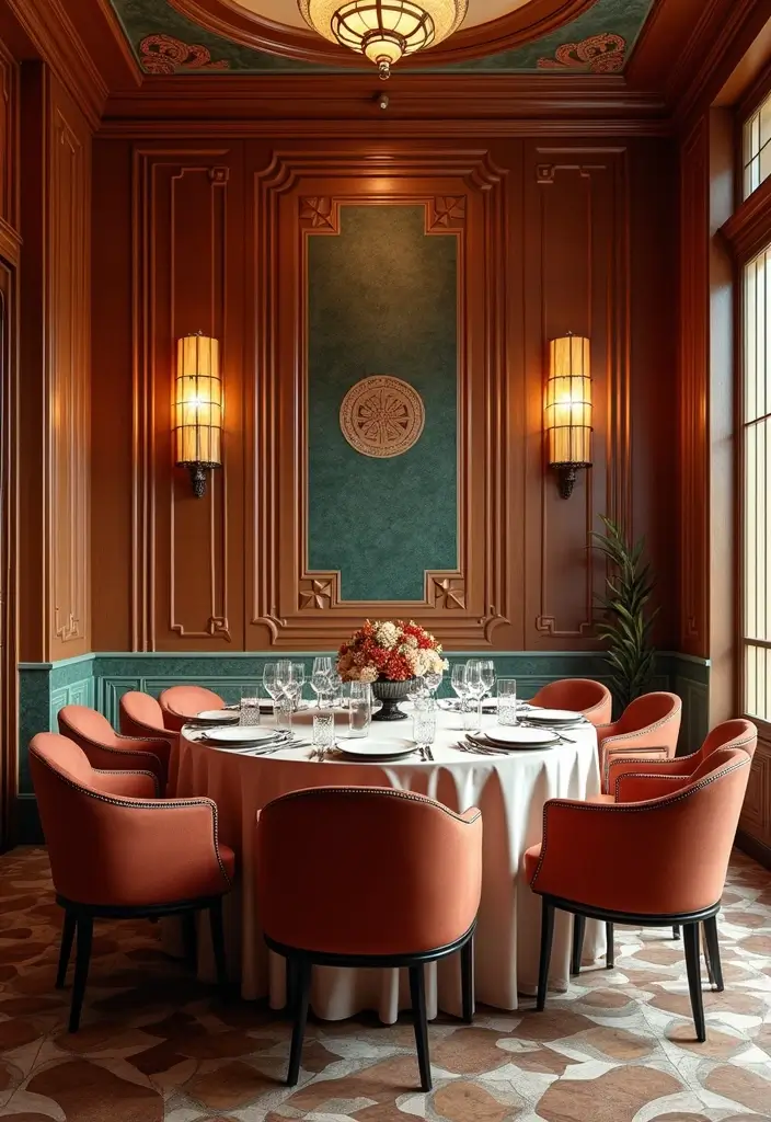30+ Half Wall Panelling Inspirations That Add Character - 23. Art Deco Elegance