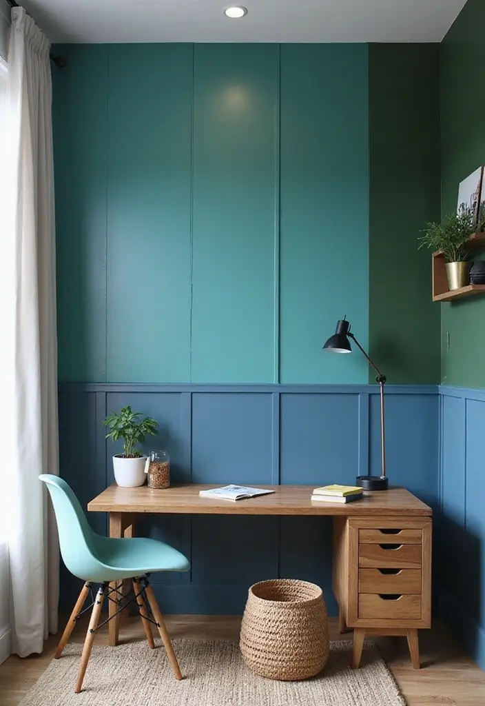 30+ Half Wall Panelling Inspirations That Add Character - 3. Bold Color Statements