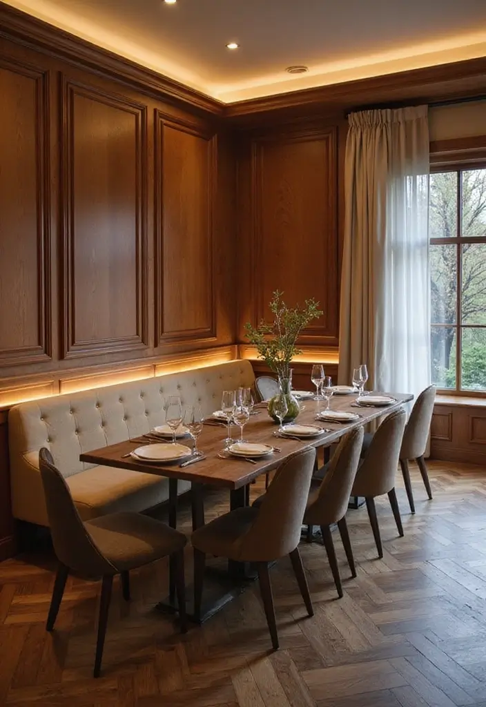 30+ Half Wall Panelling Inspirations That Add Character - 30. Innovative Lighting