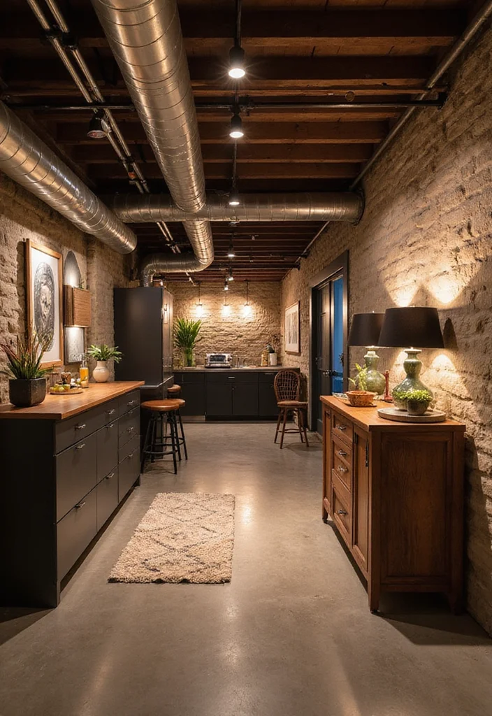 10 Basement Ceiling Ideas for Bright Updated Style - 8. Minimalist Exposed Ducts