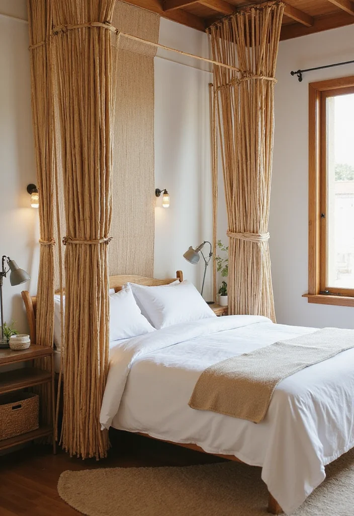 10 Bed Curtain Ideas for Soft Private Comfort - 1. Bamboo Bliss: Sustainable Serenity