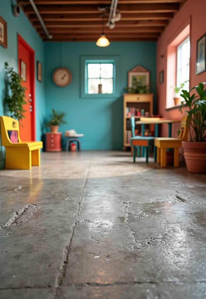 10 Concrete Basement Floor Ideas for Durable Modern Style - 3. Textured Concrete for Grip