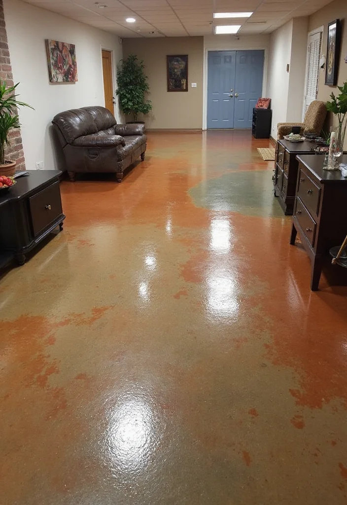 10 Concrete Basement Floor Ideas for Durable Modern Style - 5. Epoxy Coating for Durability