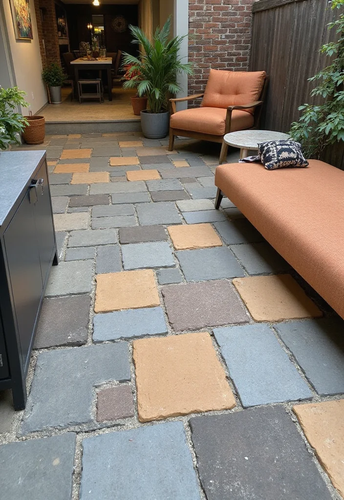 10 Concrete Basement Floor Ideas for Durable Modern Style - 6. Concrete Pavers for a Unique Look