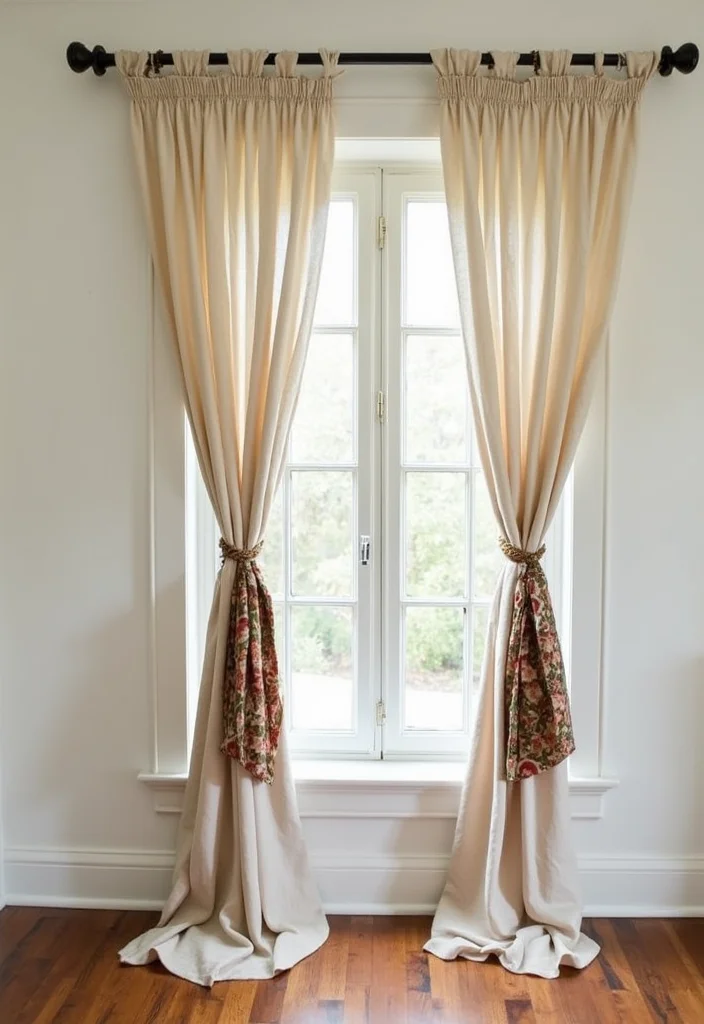 10 Curtain Draping Ideas for Soft Flowing Style - 10. Creative Tie-Backs for Fun Flair