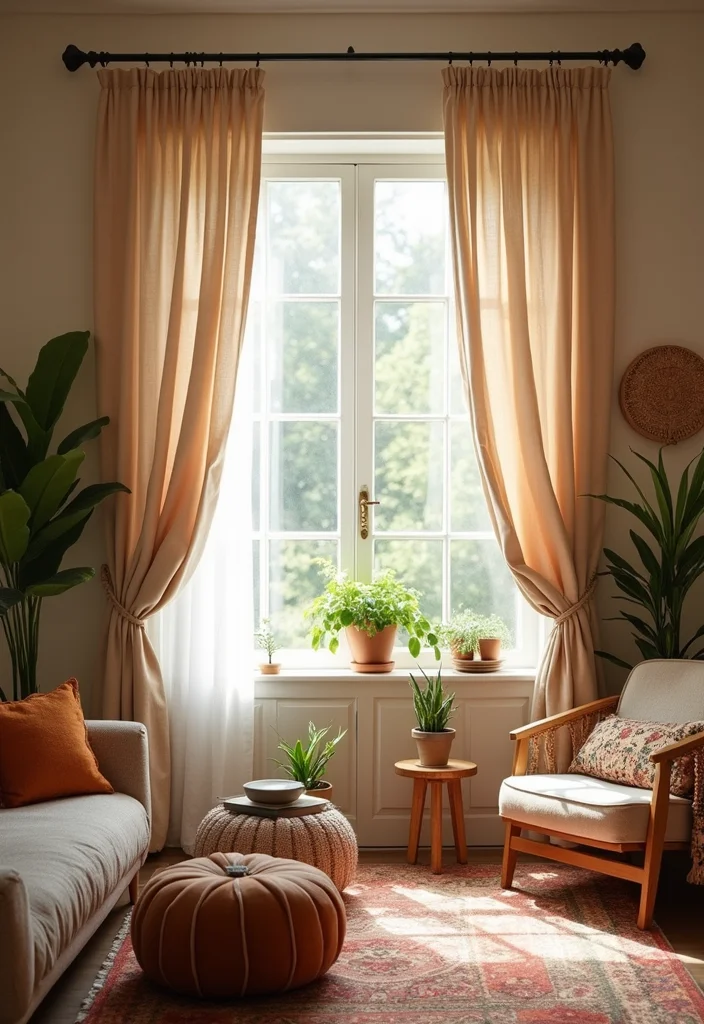10 Curtain Draping Ideas for Soft Flowing Style - 3. Draped Rods for Curved Elegance