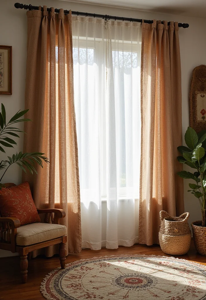 10 Curtain Draping Ideas for Soft Flowing Style - 5. Layered Textures for Depth