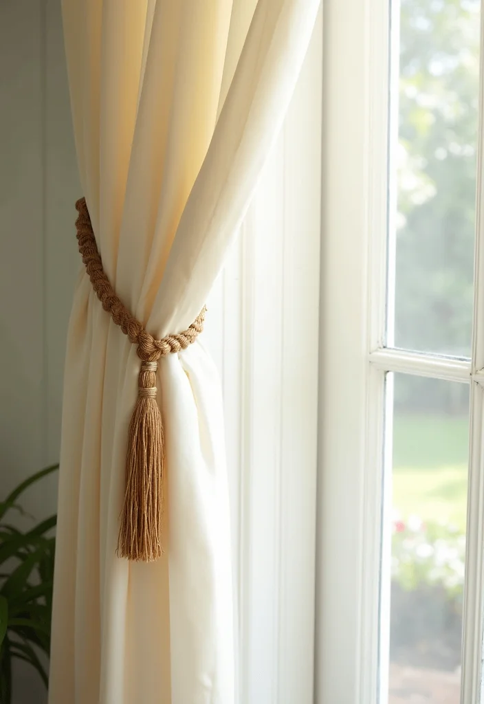 10 Curtain Tie Back Ideas for Neat Functional Detail - 3. Bamboo Rod Tie Backs