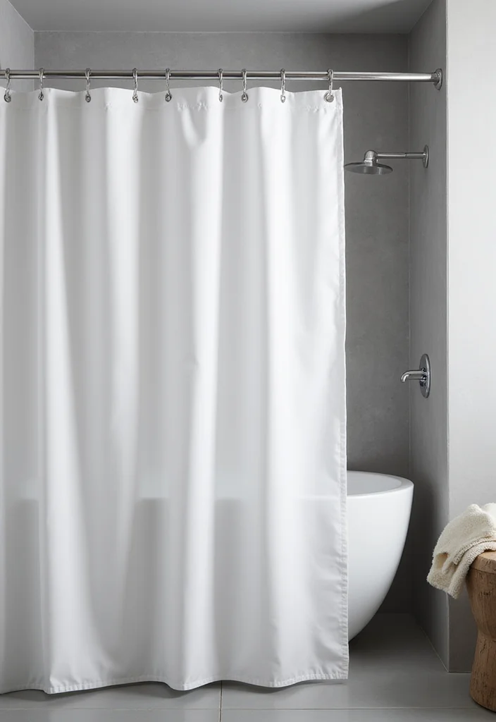 10 Double Shower Curtain Ideas for Full Balanced Framing - 5. Monochrome Magic