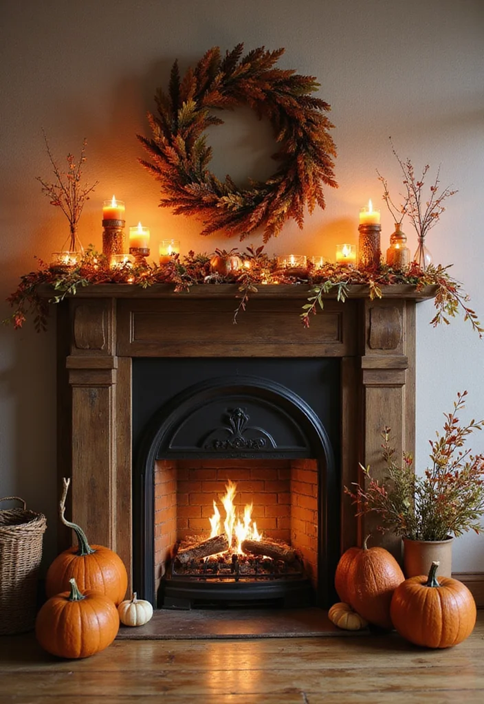 10 Faux Fireplace Ideas for Stylish No Heat Design - 10. Seasonal Decor Faux Fireplace