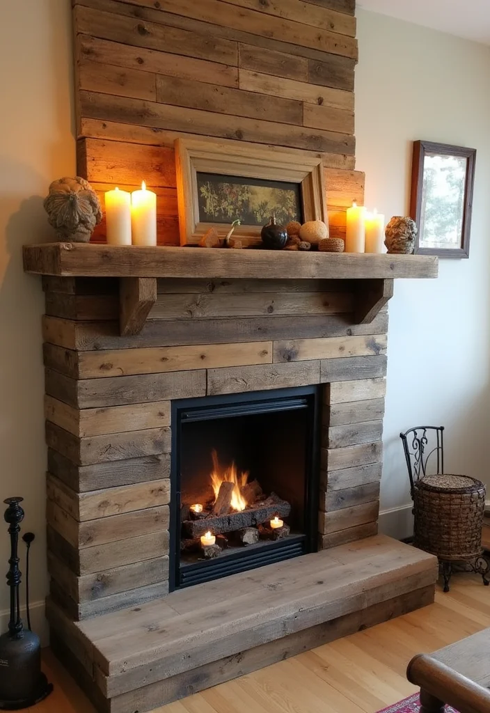 10 Faux Fireplace Ideas for Stylish No Heat Design - 9. Repurposed Wooden Pallet Fireplace