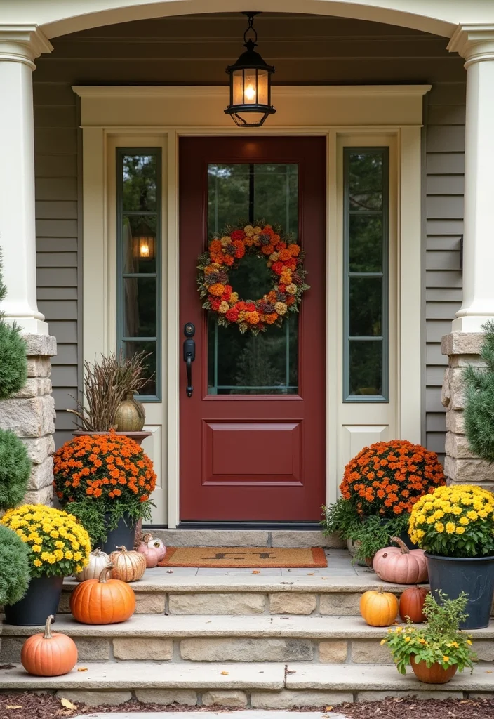 10 Front Closed Porch Ideas for Private All Season Use - 10. Seasonal Decor Showcase