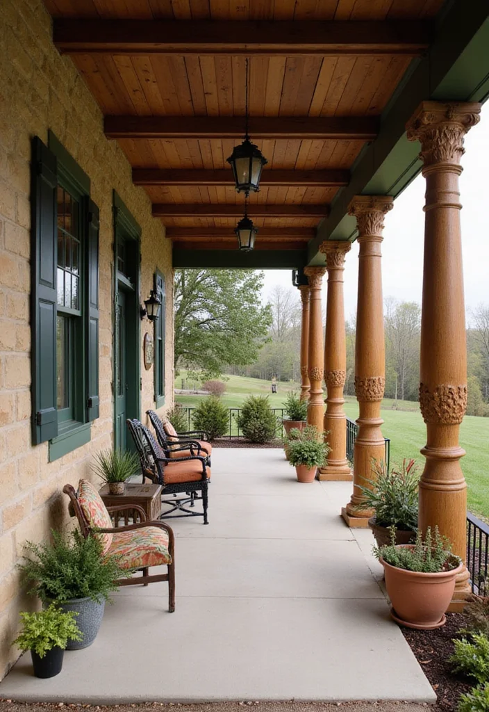 10 Front Porch Column Ideas for Strong Architectural Detail - 1. Classic Wooden Columns
