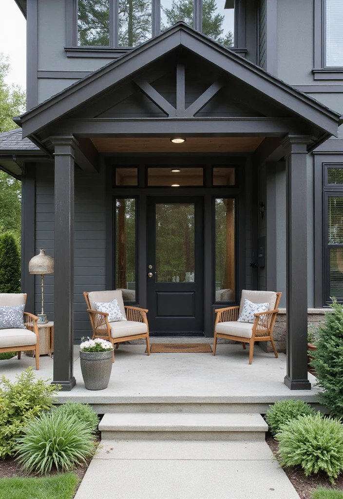 10 Front Porch Column Ideas for Strong Architectural Detail - 2. Sleek Metal Columns