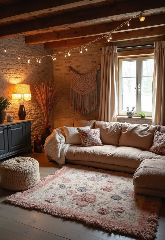 10 Low Ceiling Basement Ideas for Taller Visual Space - 9. Rugs and Textures