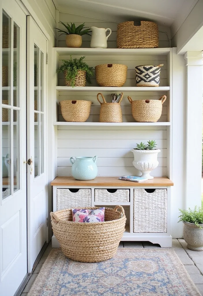 10 Mobile Home Front Porch Ideas for Charming Curb Appeal - 7. Functional Storage Solutions