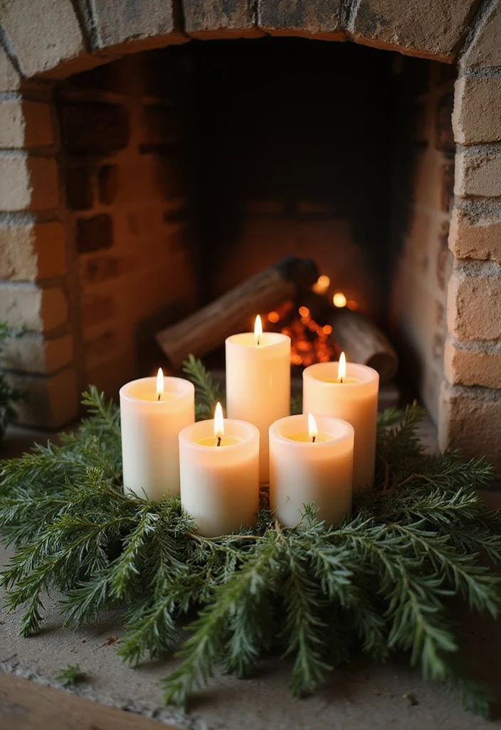 10 Non Working Fireplace Ideas for Creative Decorative Use - 10. Eco-Friendly Candle Arrangement