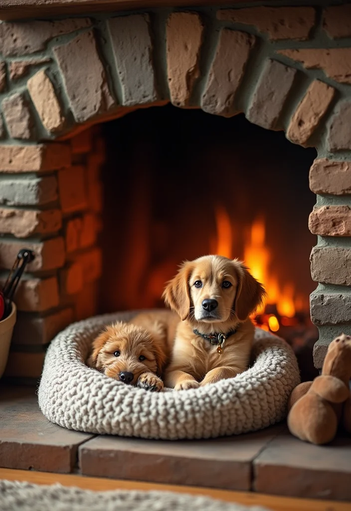 10 Non Working Fireplace Ideas for Creative Decorative Use - 5. Pet Bed Paradise