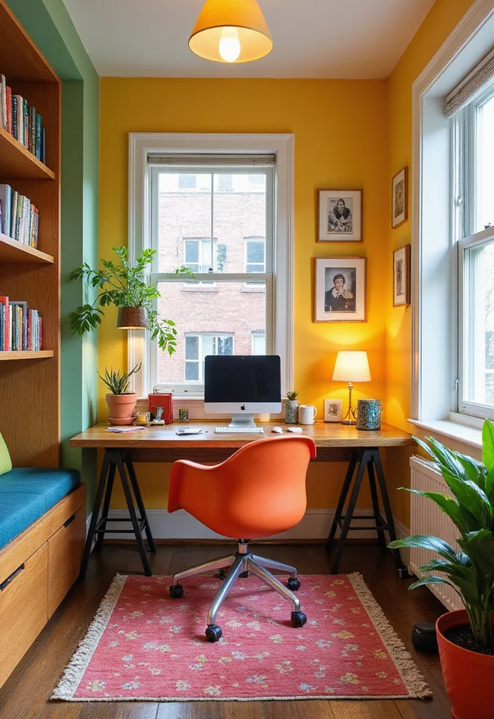 10 Office Nook Ideas for Compact Functional Work Areas 100 10 Office Nook Ideas for Compact Functional Work Areas - 10. Brightly Colored Office Nook