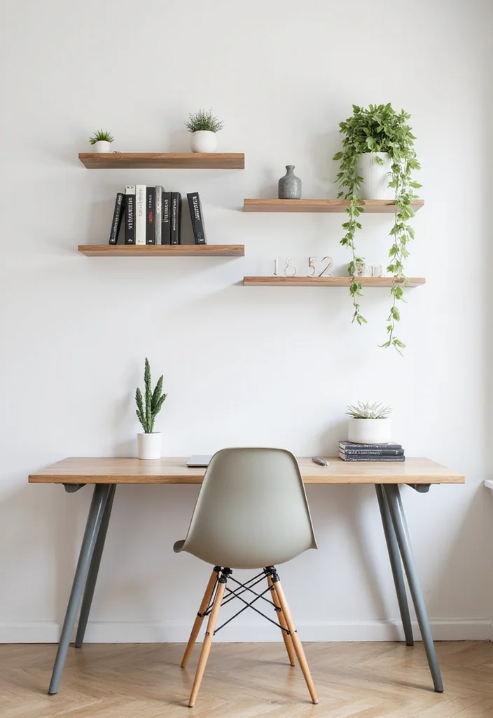 10 Office Nook Ideas for Compact Functional Work Areas 23 10 Office Nook Ideas for Compact Functional Work Areas - 3. Minimalist Wall-Mounted Desk