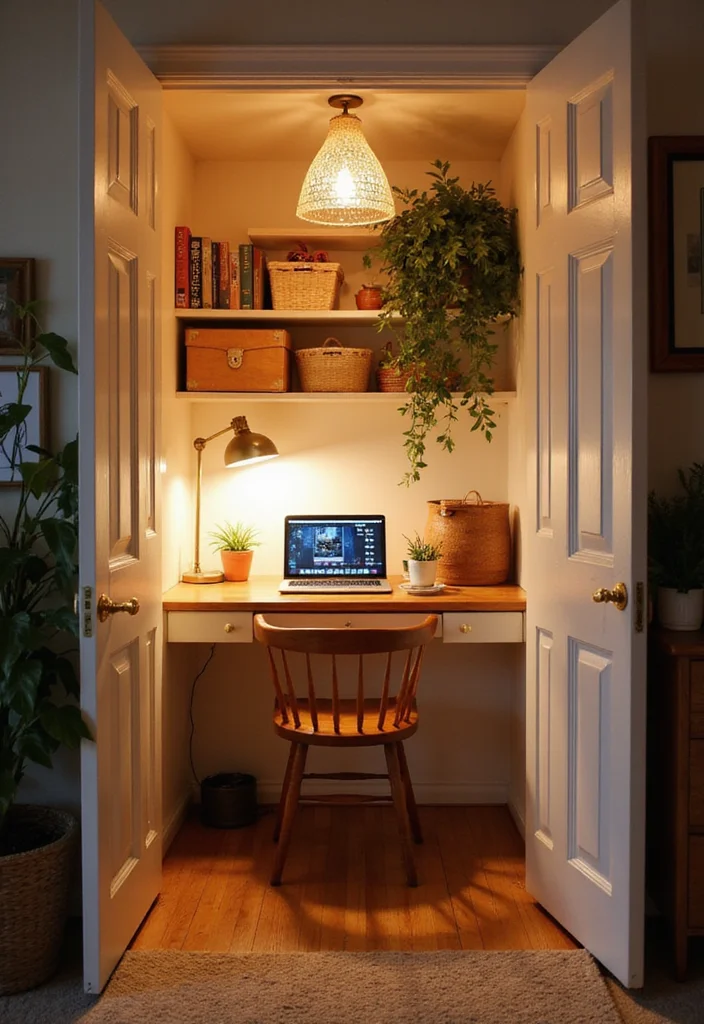 10 Office Nook Ideas for Compact Functional Work Areas 34 10 Office Nook Ideas for Compact Functional Work Areas - 4. Cozy Closet Office