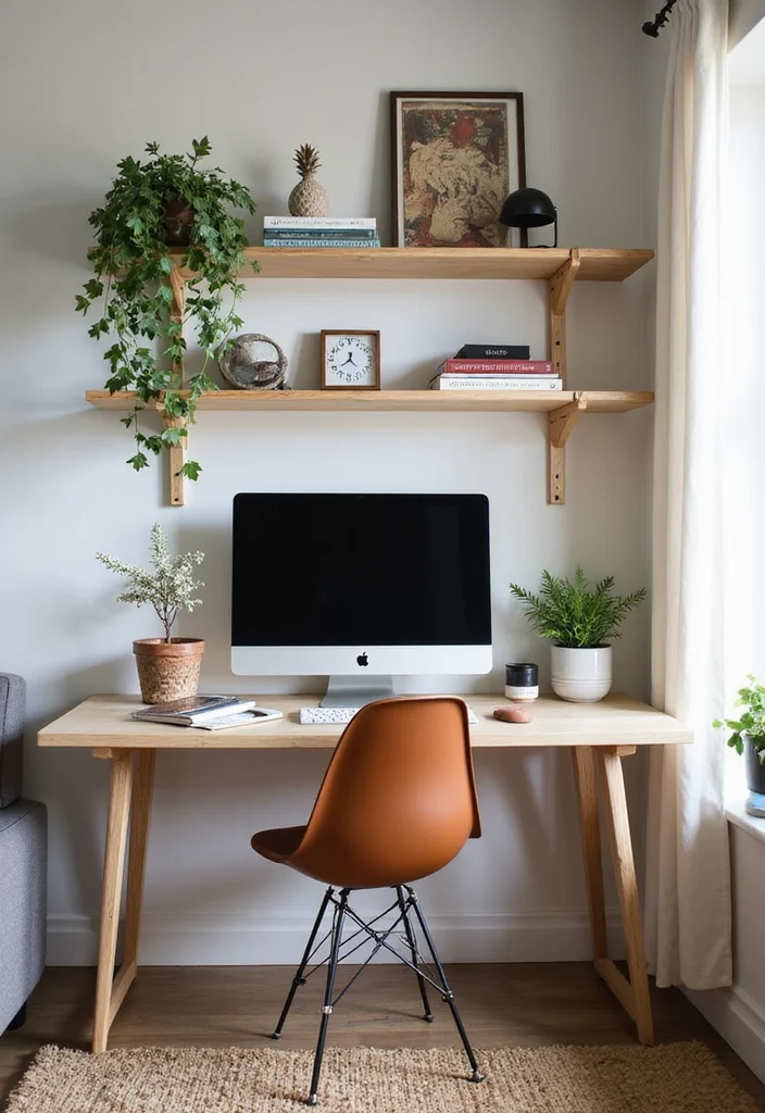 10 Office Nook Ideas for Compact Functional Work Areas 67 10 Office Nook Ideas for Compact Functional Work Areas - 7. Floating Shelf Office