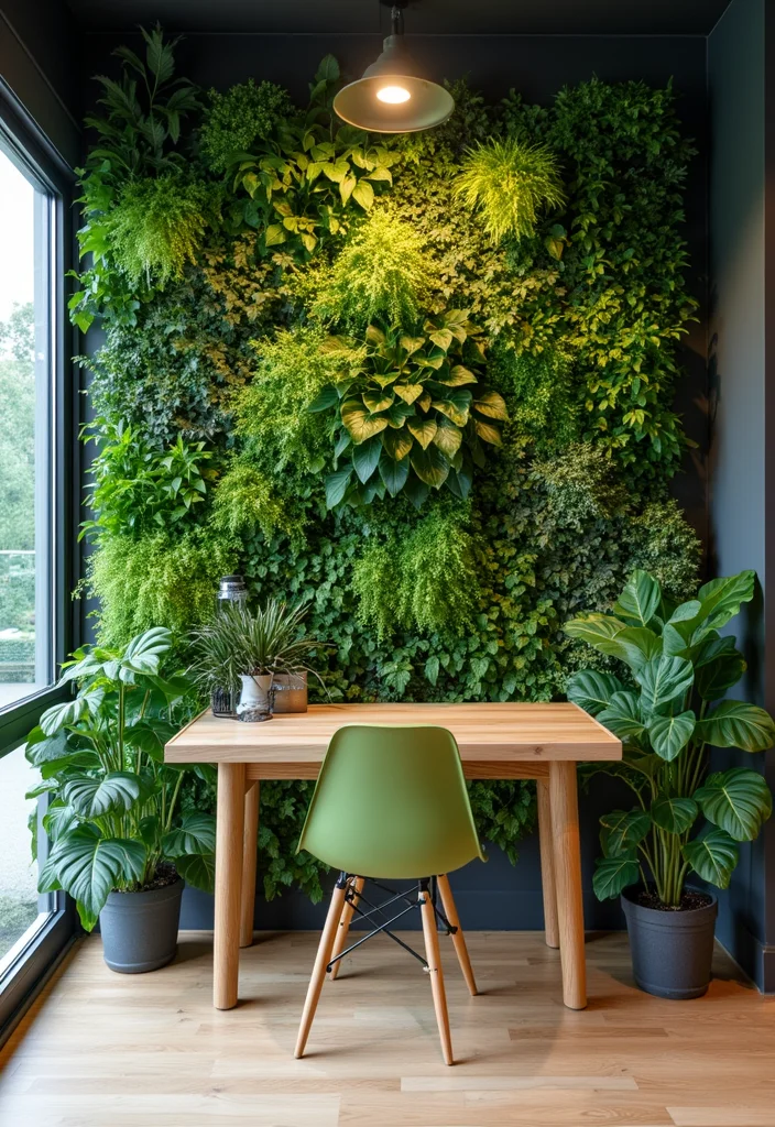 10 Office Nook Ideas for Compact Functional Work Areas 89 10 Office Nook Ideas for Compact Functional Work Areas - 9. Vertical Garden Workspace