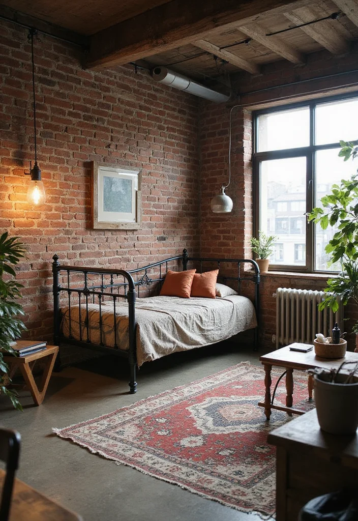 10 Office With Daybed Ideas for Flexible Guest Friendly Space - 8. Industrial Chic Daybed Arrangement