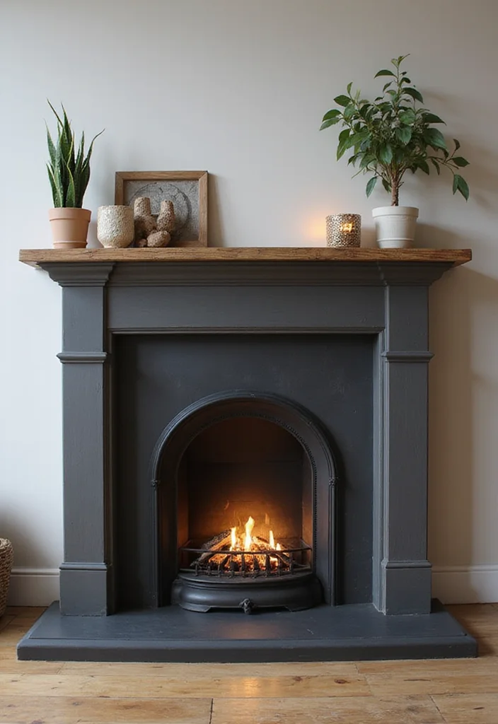 10 Painted Fireplace Ideas for Fresh Bold Transformations - 1. Charcoal Gray Elegance