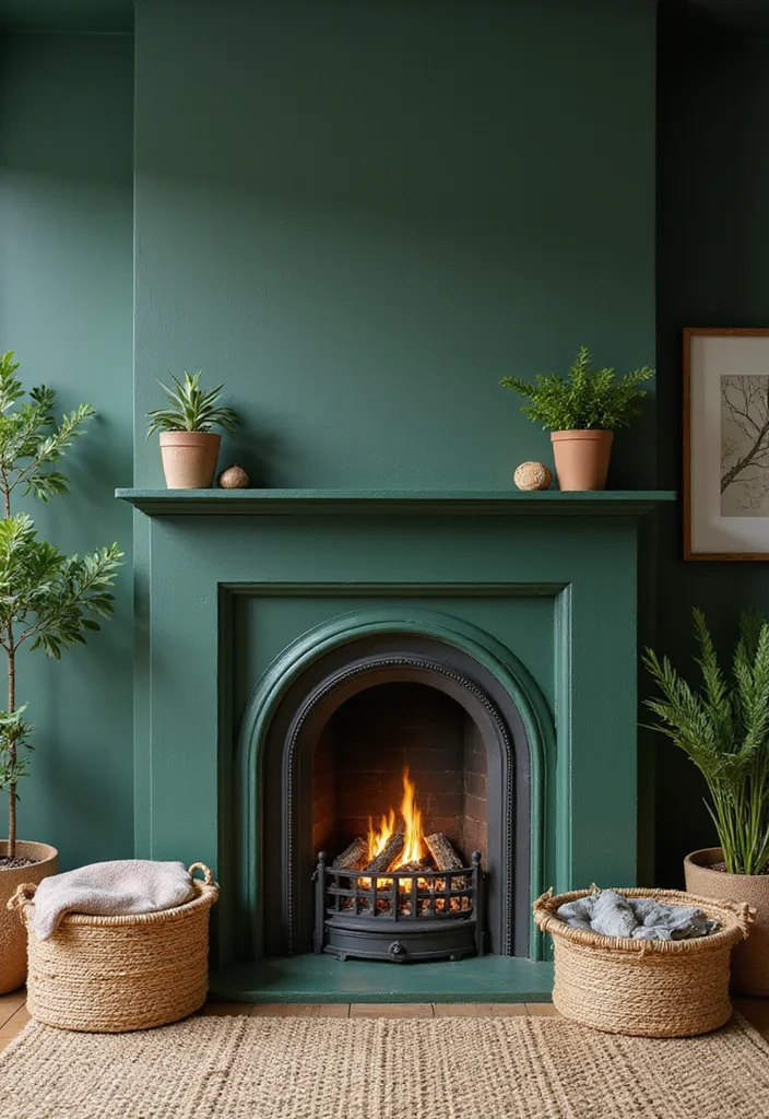10 Painted Fireplace Ideas for Fresh Bold Transformations - 4. Forest Green Retreat