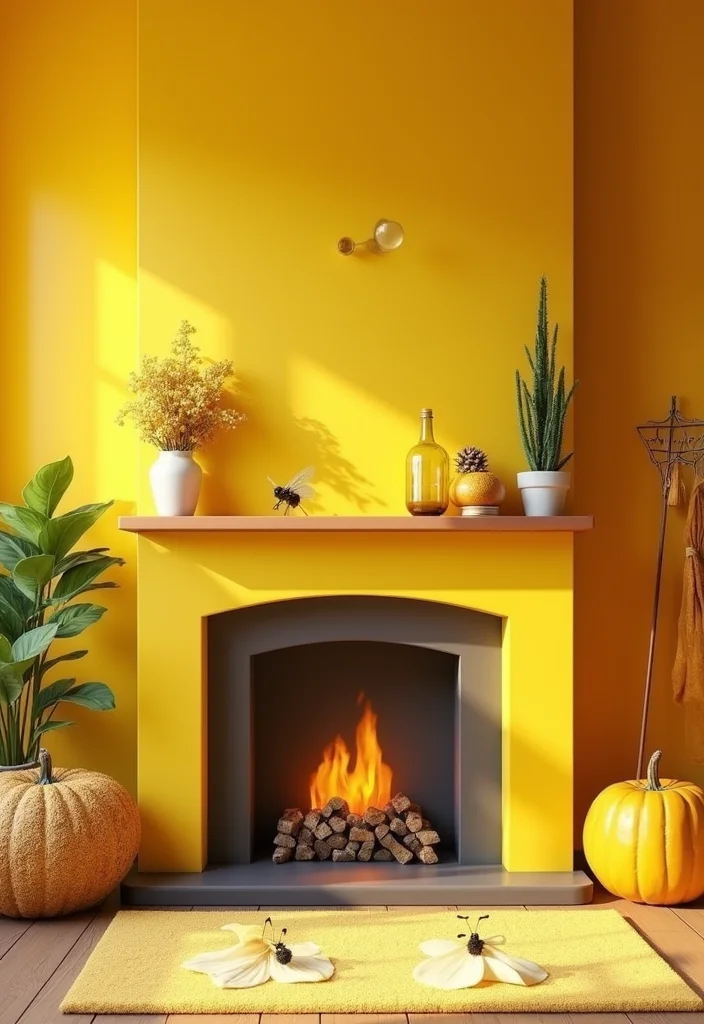 10 Painted Fireplace Ideas for Fresh Bold Transformations - 8. Bright Bumblebee Yellow