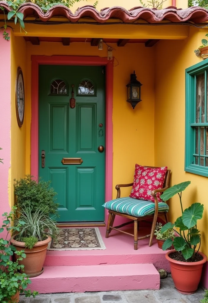 10 Small Enclosed Front Porch Ideas for Cozy Functional Use - 2. Bright and Cheerful Colors