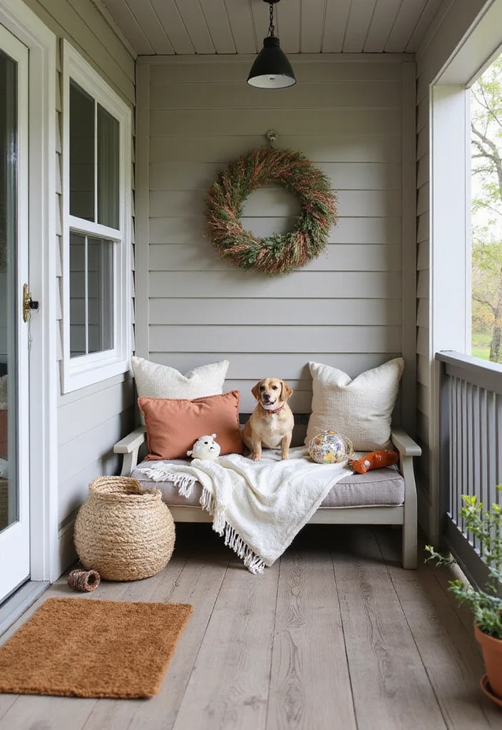 10 Small Enclosed Front Porch Ideas for Cozy Functional Use - 3. Create a Cozy Pet Nook