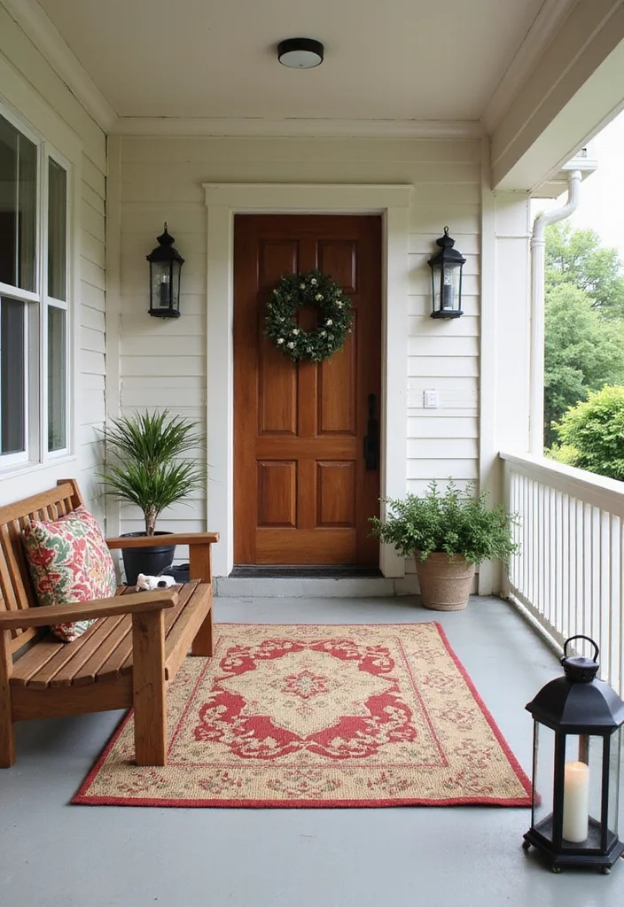 10 Small Enclosed Front Porch Ideas for Cozy Functional Use - 7. Weather-Resistant Decor