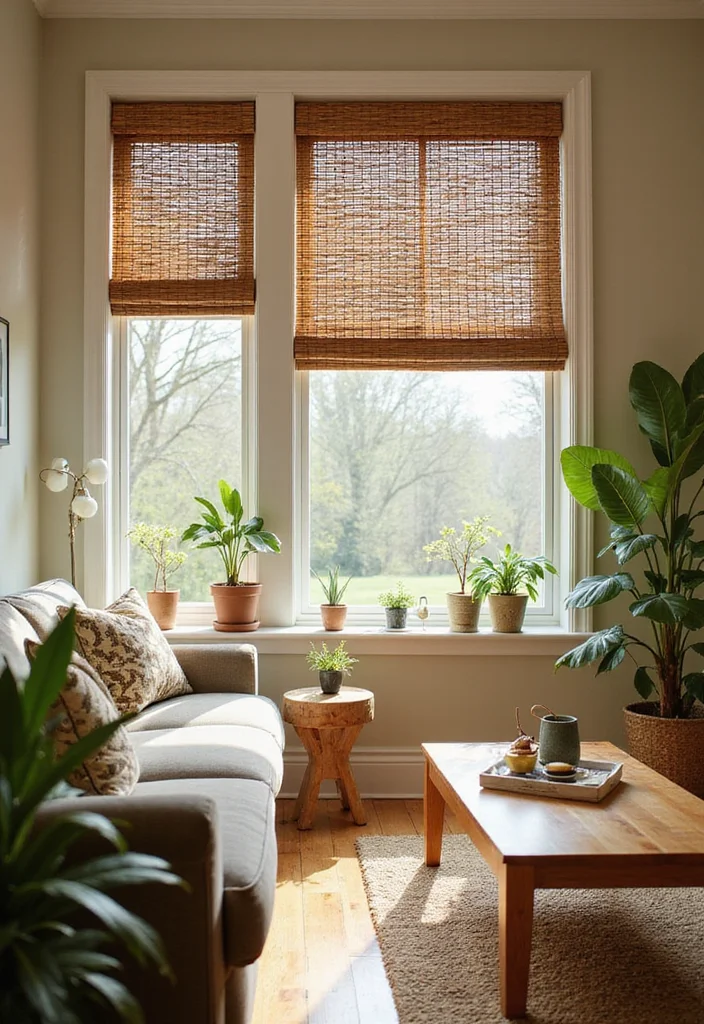 10 Small Window Curtain Ideas for Light Stylish Coverage - 2. Bamboo Blinds for a Natural Touch