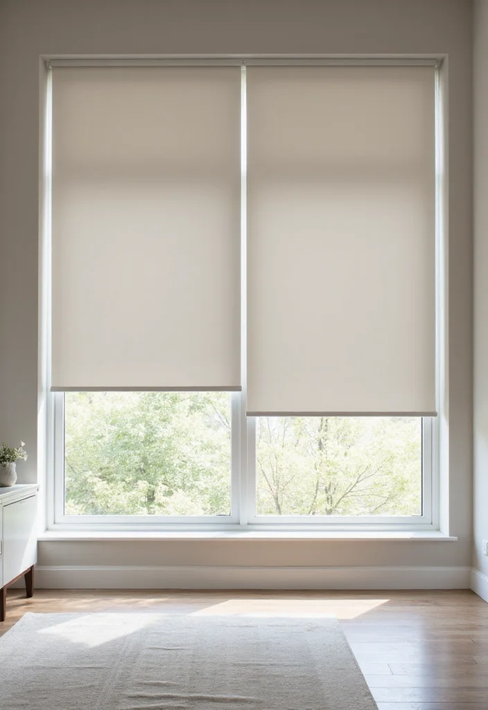 10 Small Window Curtain Ideas for Light Stylish Coverage - 9. Minimalist Roller Shades for Sleek Simplicity