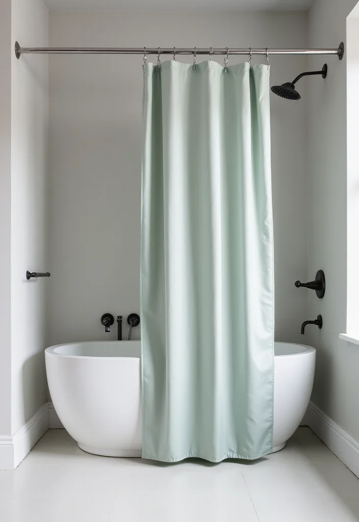 10 Tall Shower Curtain Ideas for Elegant Vertical Height - 5. Minimalist Solid Colors