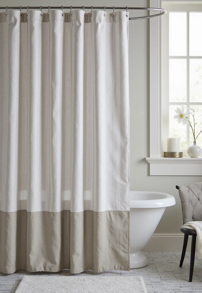 10 Tall Shower Curtain Ideas for Elegant Vertical Height - 6. Chic Striped Designs