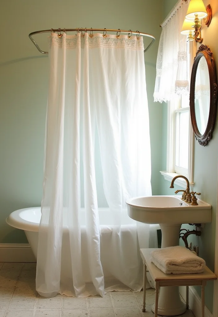 10 Tall Shower Curtain Ideas for Elegant Vertical Height - 8. Vintage Lace Accents