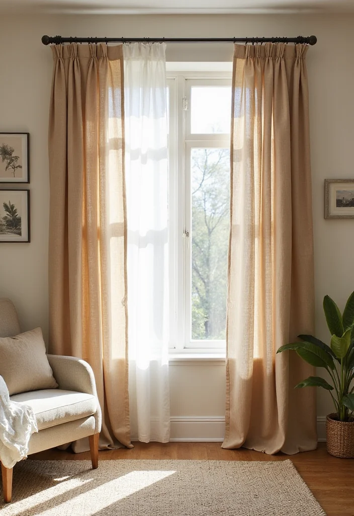 10 Three Window Curtain Ideas for Balanced Unified Style 12 10 Three Window Curtain Ideas for Balanced Unified Style - 2. Linen Blends for a Relaxed Vibe