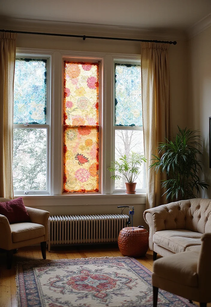 10 Three Window Curtain Ideas for Balanced Unified Style 34 10 Three Window Curtain Ideas for Balanced Unified Style - 4. Recycled Fabric Panels for a Trendy Touch