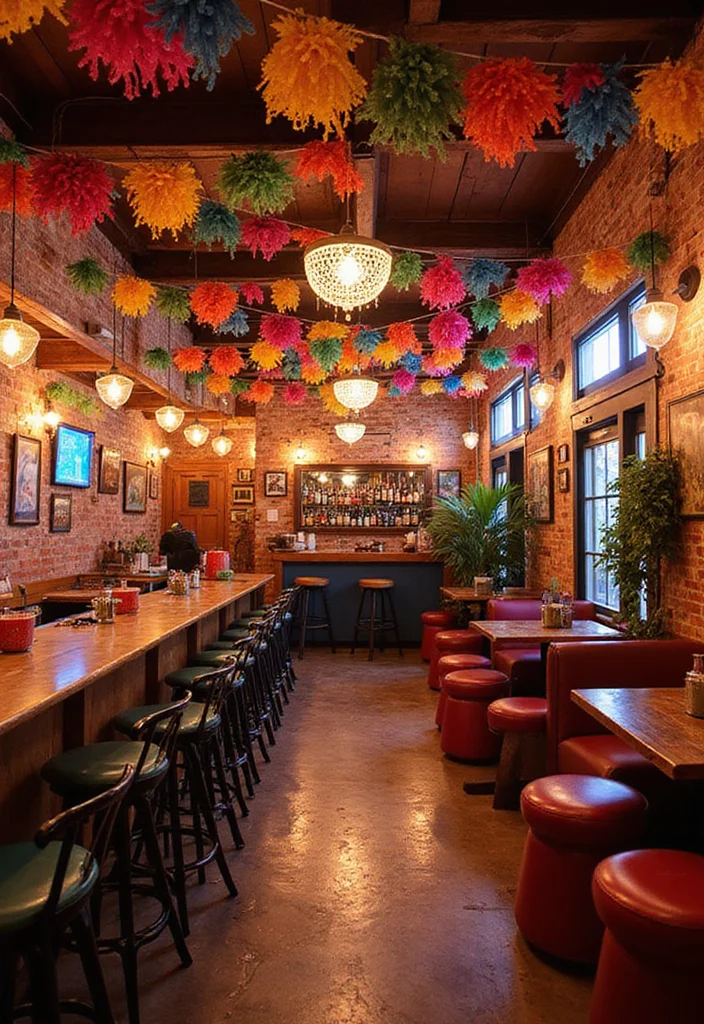 12 Bar Basement Ideas for Fun Social Gatherings - 10. Colorful Fiesta