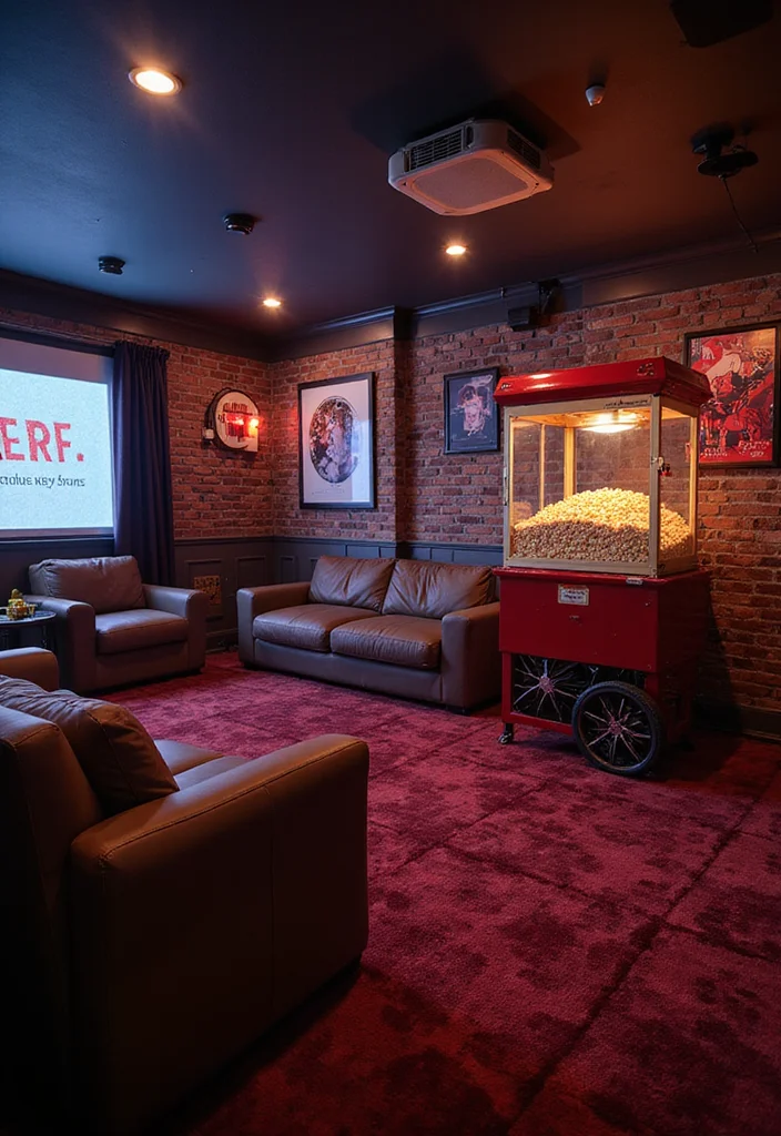 12 Bar Basement Ideas for Fun Social Gatherings - 5. Movie Night Retreat